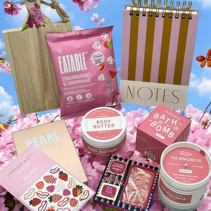 Gourmet gift box fillled with cutting board, bath products, notebook, and artisan chocolates. Ships nationwide from NY.