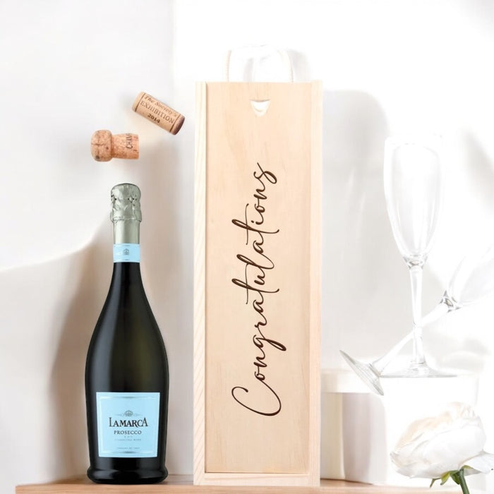 "Sparkling wine in a congratulatory gift crate, shipped nationwide from NYC.