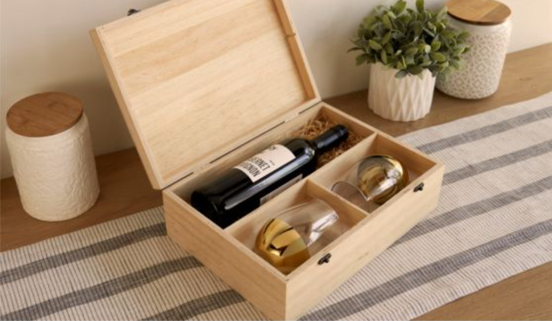 Wine Crate w/Stemless Glasses