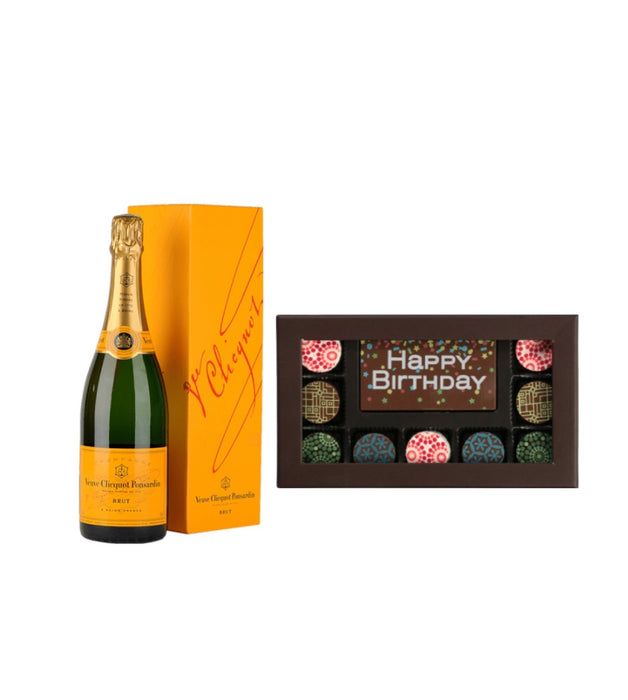 Veuve Clicquot Brut w/Happy Birthday Chocolate Card