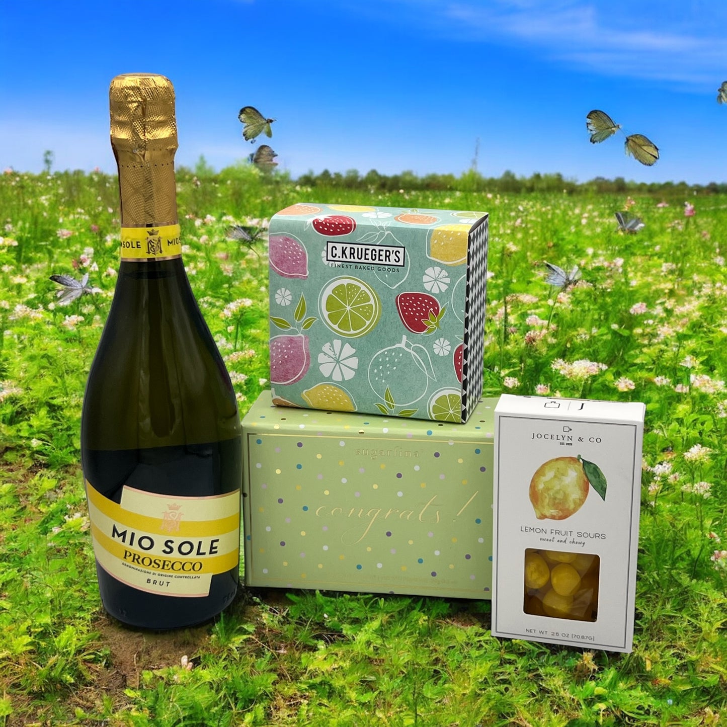 Mio-Sole Prosecco w/Congrats Candies & Cookies