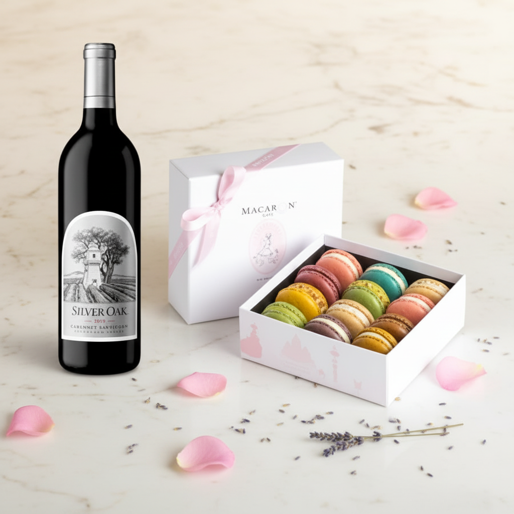 Silver Oak Cabernet w/12pc Pastel Macarons