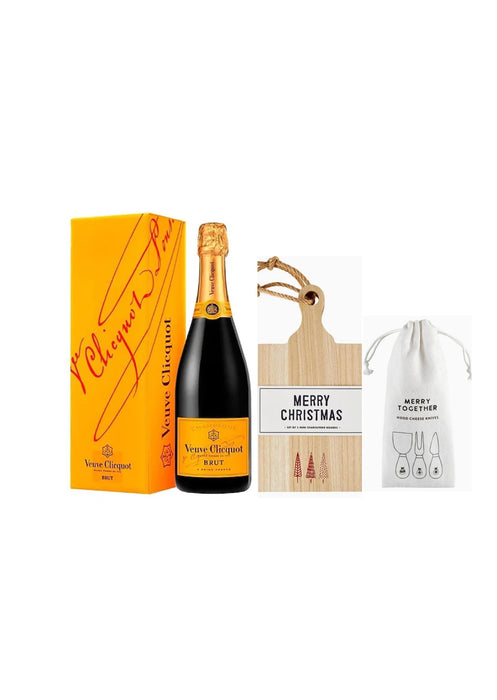 Merry Xmas Cutting Board, Utensils & Champagne