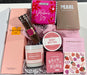 Valentine's Day Gift box filled with bath products, cookies, artisan chocolates and fuzzy socks.