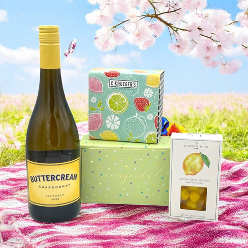Buttercream Chardonnay w/Cookies & Congrats Candy Box