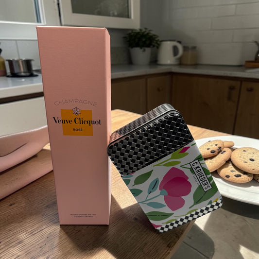 Veuve Clicquot Rose w/Spring Garden Cookie Tin