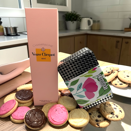 Veuve Clicquot Rose w/Spring Garden Cookie Tin