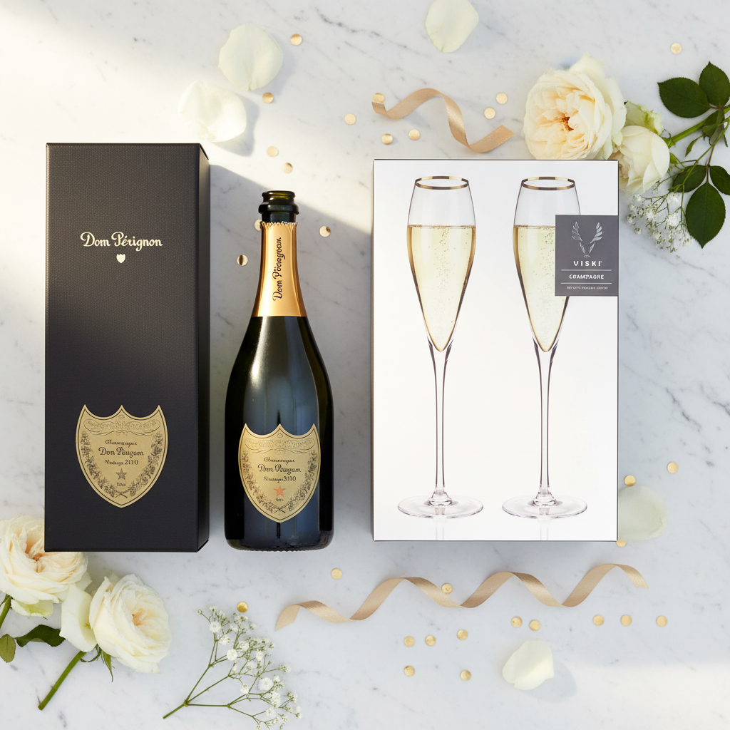 Dom Perignon Champagne w/Wedding Flutes