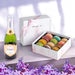 Gift box includes a bottle of champagne with 12pc pastel macarons that are Kosher and gluten free.