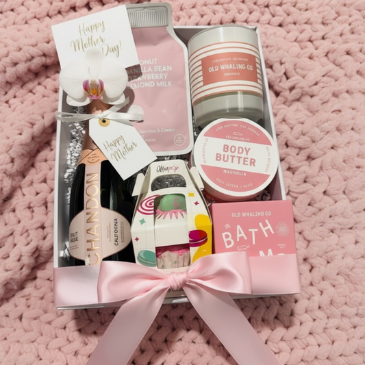 Chandon Rose with self care products 