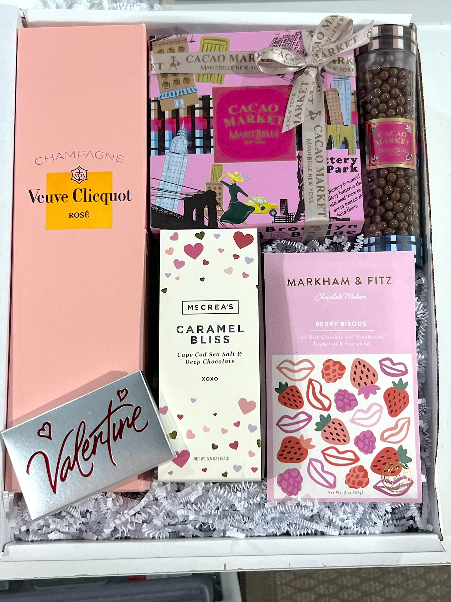 Valentine's Day Gift box filled with artisan chocolate and caramels.