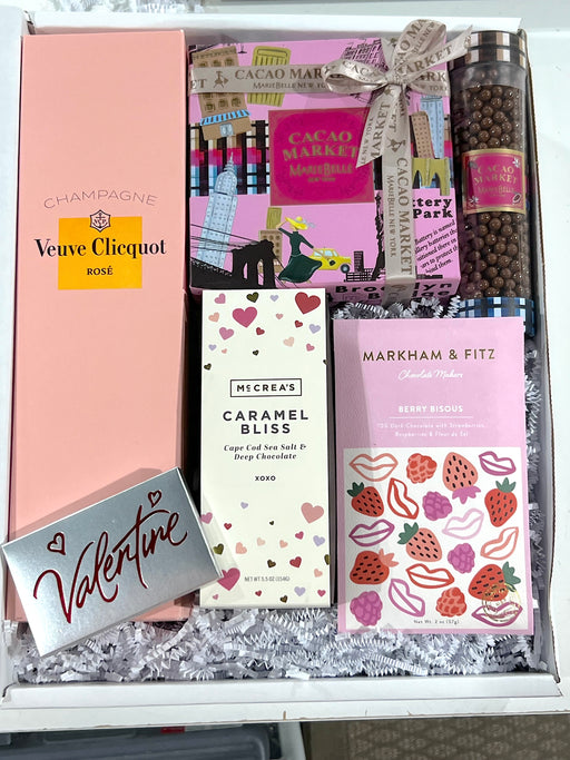 Valentine's Day Gift box filled with artisan chocolate and caramels.
