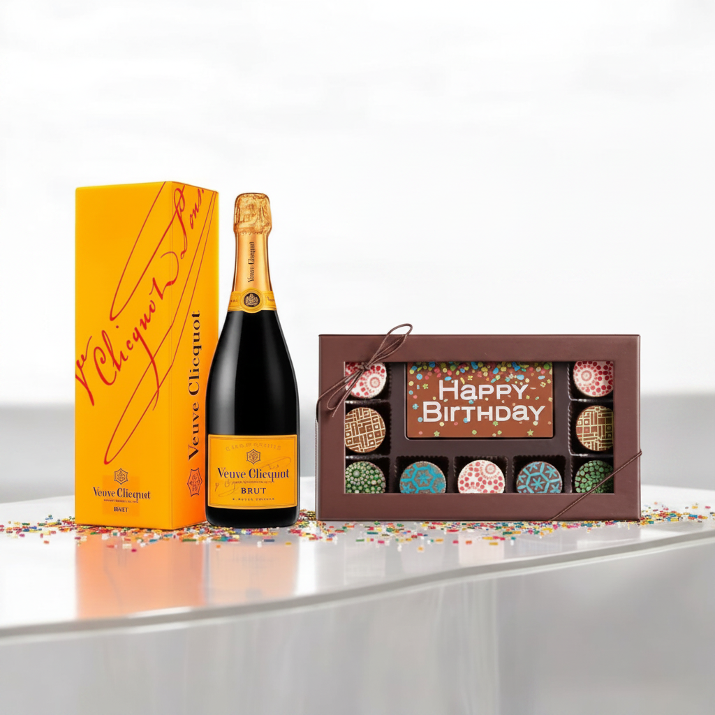 Veuve Clicquot Brut w/Happy Birthday Chocolate Card