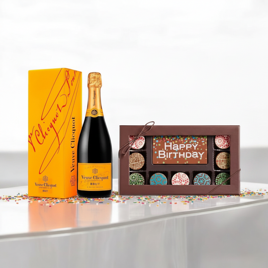 Veuve Clicquot Brut w/Happy Birthday Chocolate Card
