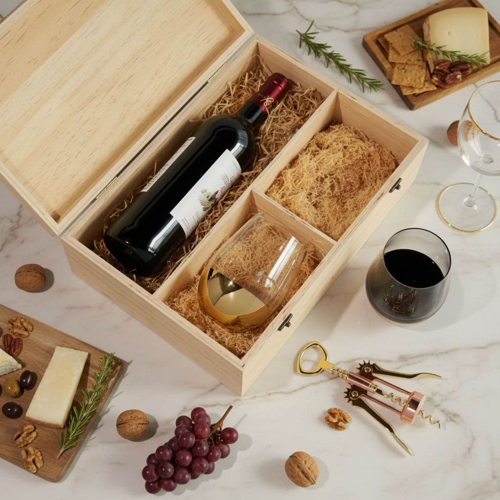 Wine Crate w/Stemless Glasses