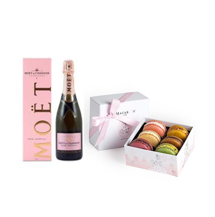 Moet Imperial Rose w/6pc Macarons — Soo Many Basketsᵀᴹ